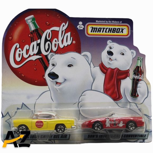 Coca Cola Other - NIP Matchbox Coca Cola 1955 Chevy Bel Air 1998 Camaro Converible Set 1:64 C22-83